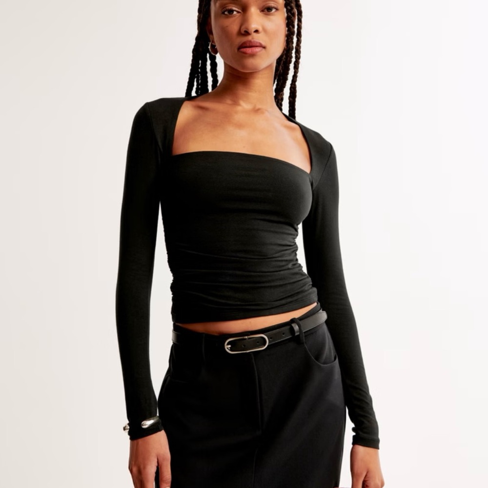 Long Sleeve A&F Ava Top, Black